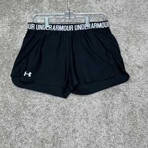 Under Armour Play Up Athletic Shorts Womens Me Black‎ Elastic Waistband Stretch